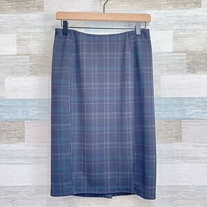 LIVERPOOL LOS ANGELES Plaid Stretch Pencil Skirt Black Green Work Womens 6